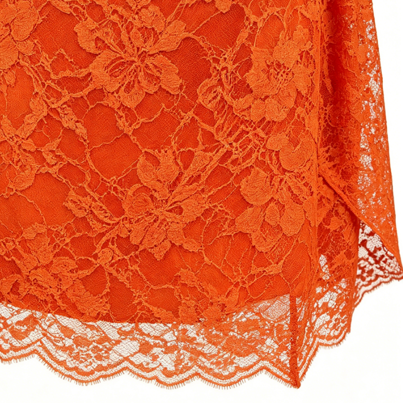 Orange Lace One-Shoulder Draped Bodycon Mini Dress