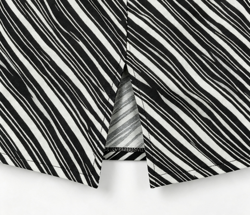 Diagonal Zebra Stripe Straight Neck Cami Mini Dress with Side Slit