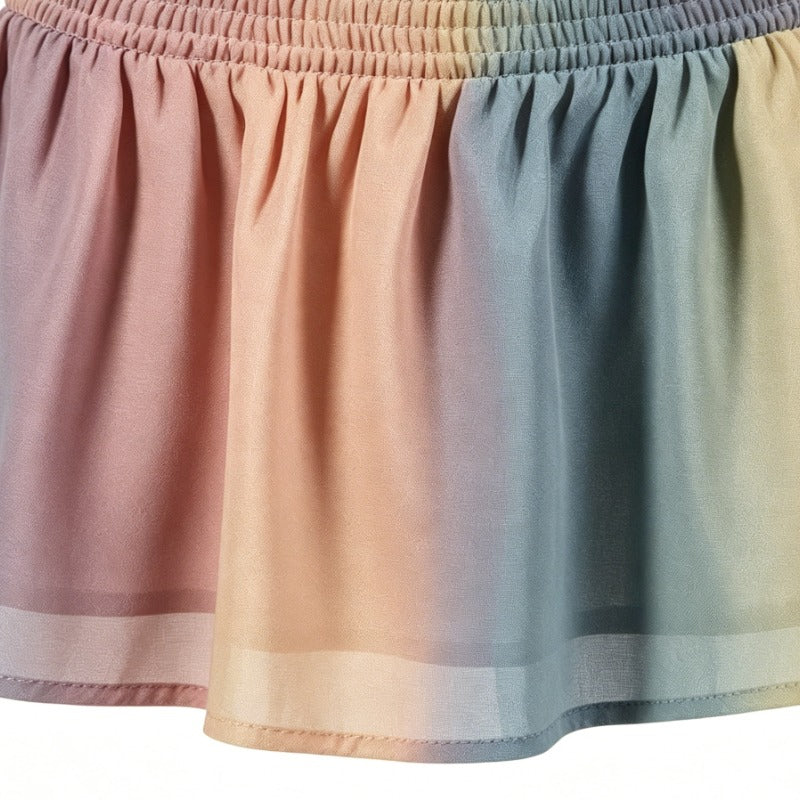 Colorful Ombre Halter Neck Two-Piece Summer Outfit