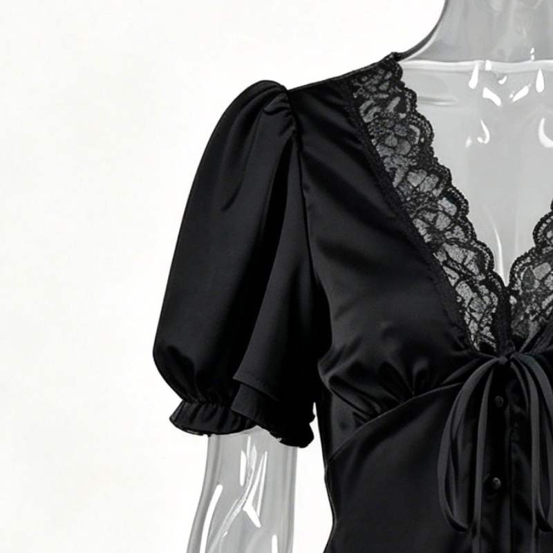 French-style satin lace two-piece set