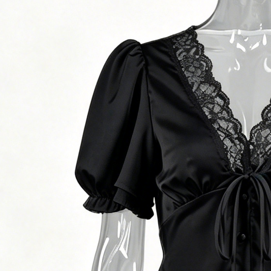 French-style satin lace two-piece set