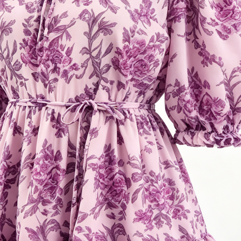 Women Pink-Purple Floral Waisted Dress