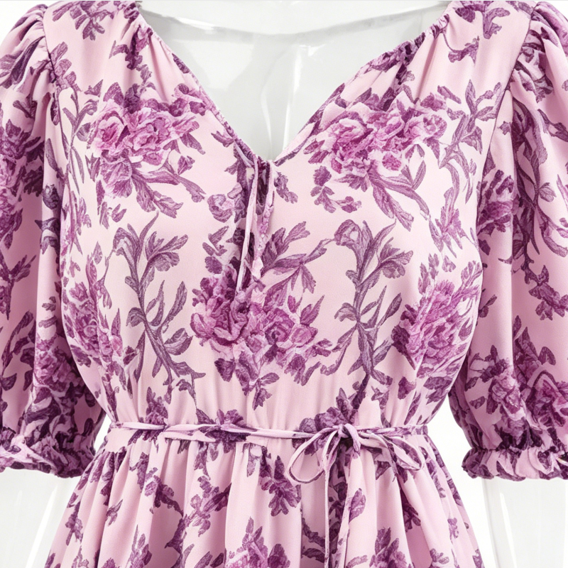 Women Pink-Purple Floral Waisted Dress