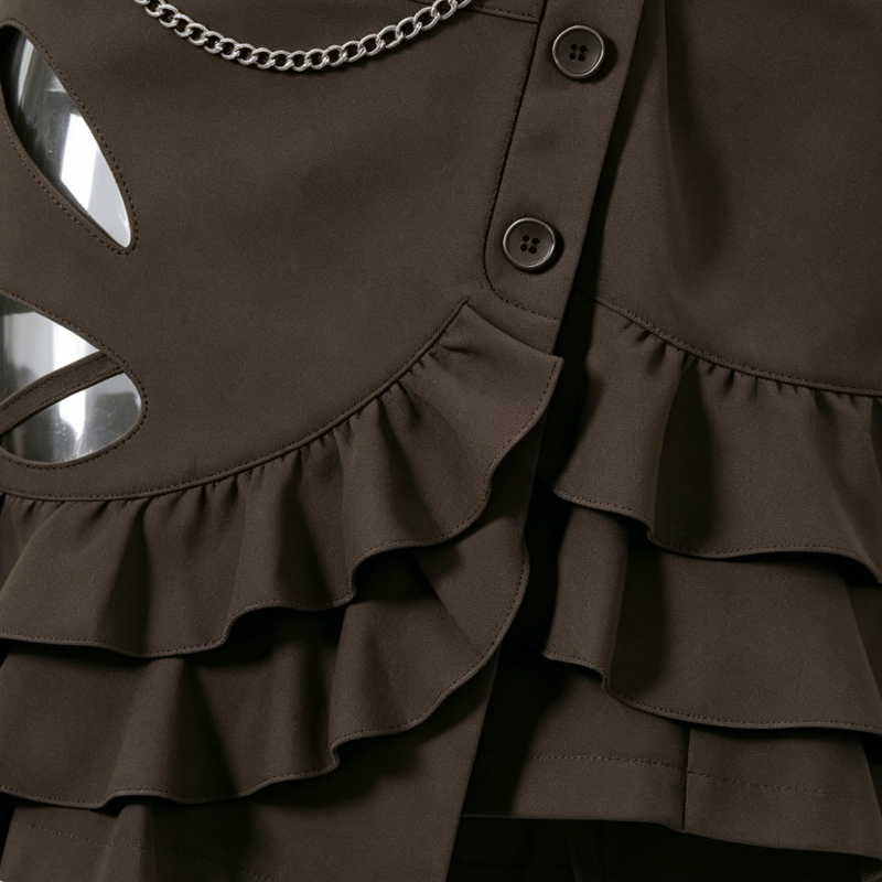Women Brown Chain Mini Skirt