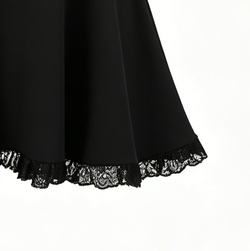 Pure color lace  little black dress
