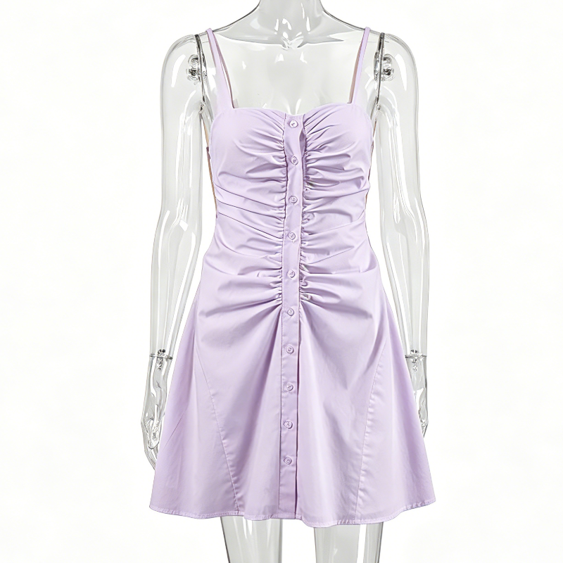 Elegant taro purple pleated cropped slip dress