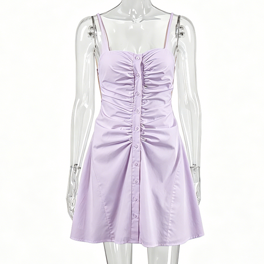 Elegant taro purple pleated cropped slip dress