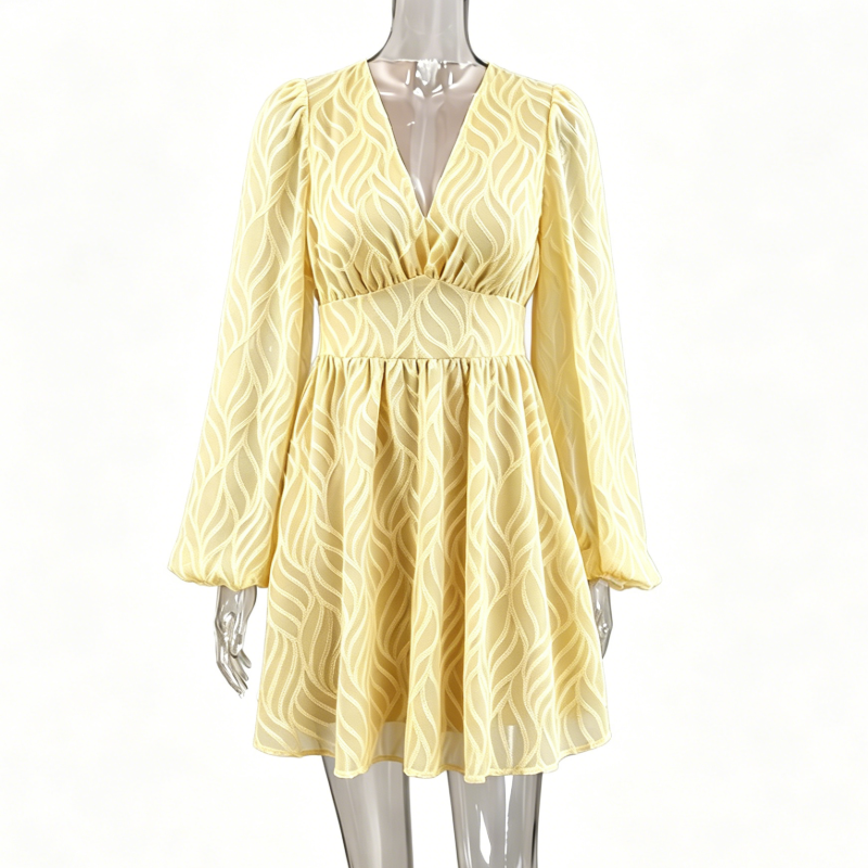 Gentle V-neck textured dress
