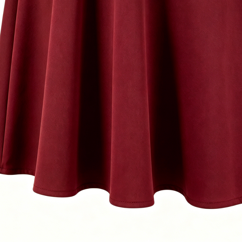 Women's One-Shoulder Draped Ruched Waist Flare Hem Wine Red Dress