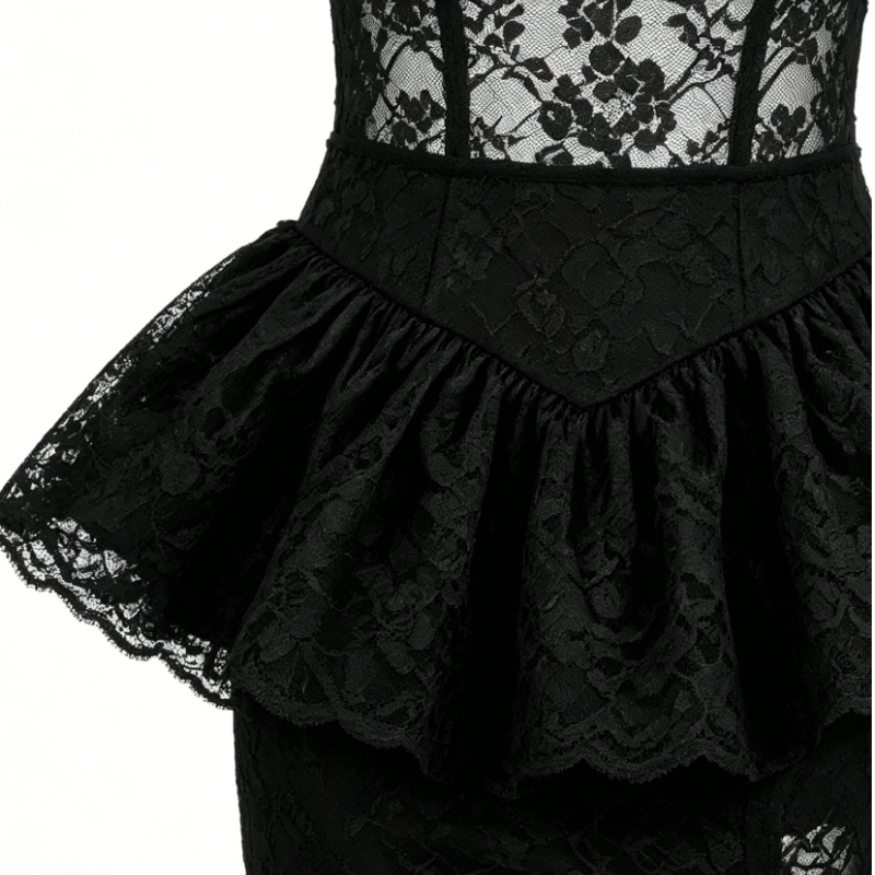 Women Black Lace Corset Party Dress