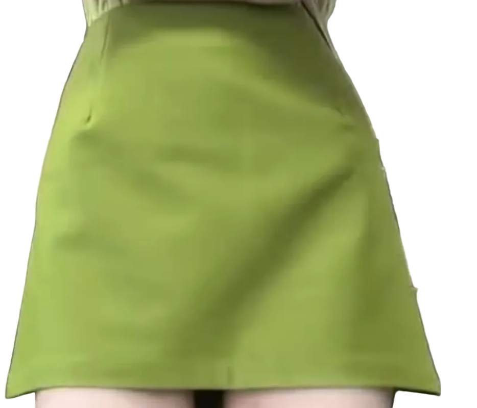 High-waist Solid Color Slim A-line Skort