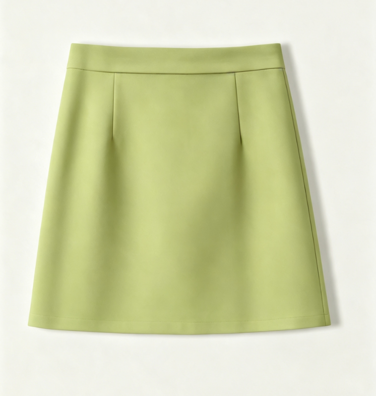 High-waist Solid Color Slim A-line Skort
