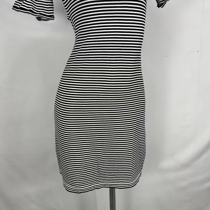Round Neck Striped Slim Short Sleeve Bodycon Mini Dress