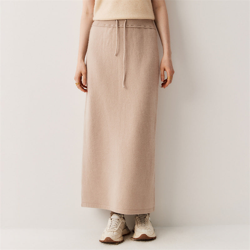 Casual Drawstring Long A-Line Skirt