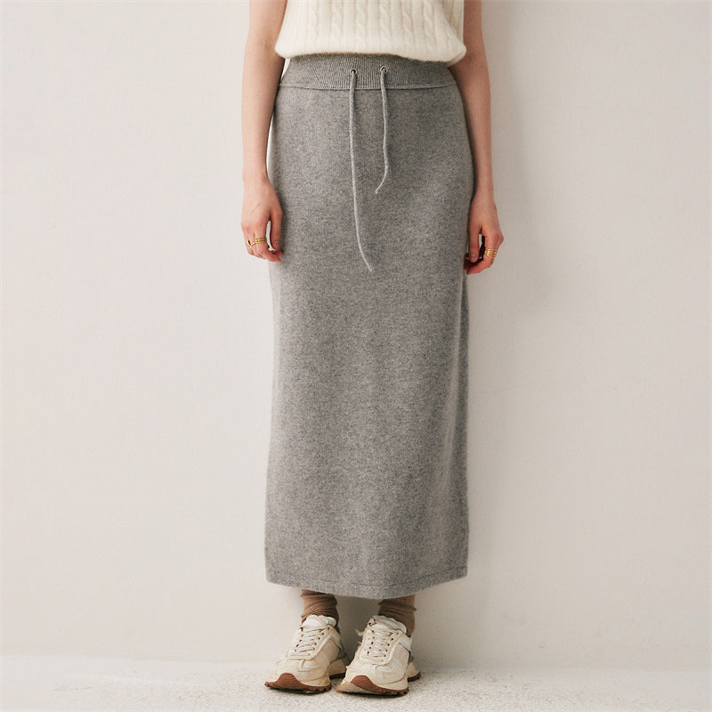 Casual Drawstring Long A-Line Skirt