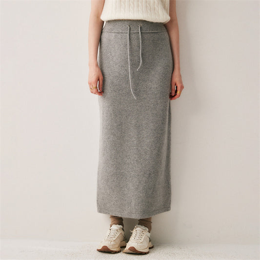 Casual Drawstring Long A-Line Skirt