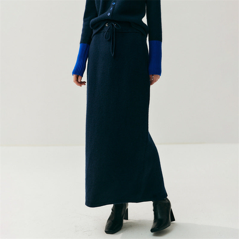 Casual Drawstring Long A-Line Skirt