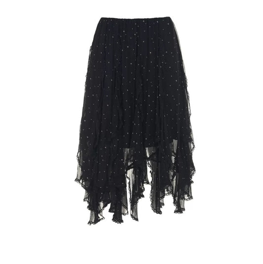 Polka Dot Irregular Mesh Skirt